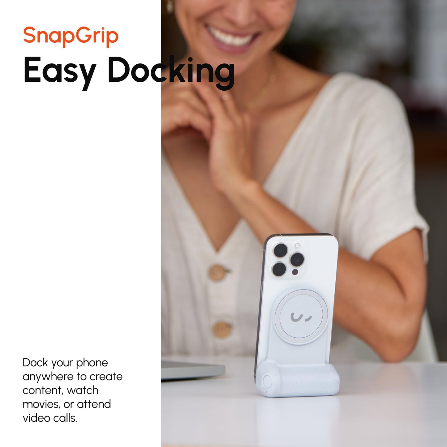 ShiftCam SnapGrip Pro - Mobile Battery Grip with Wireless Shutter Button - Magnetic Mount Snaps on to Any Phone - Grip Support Store