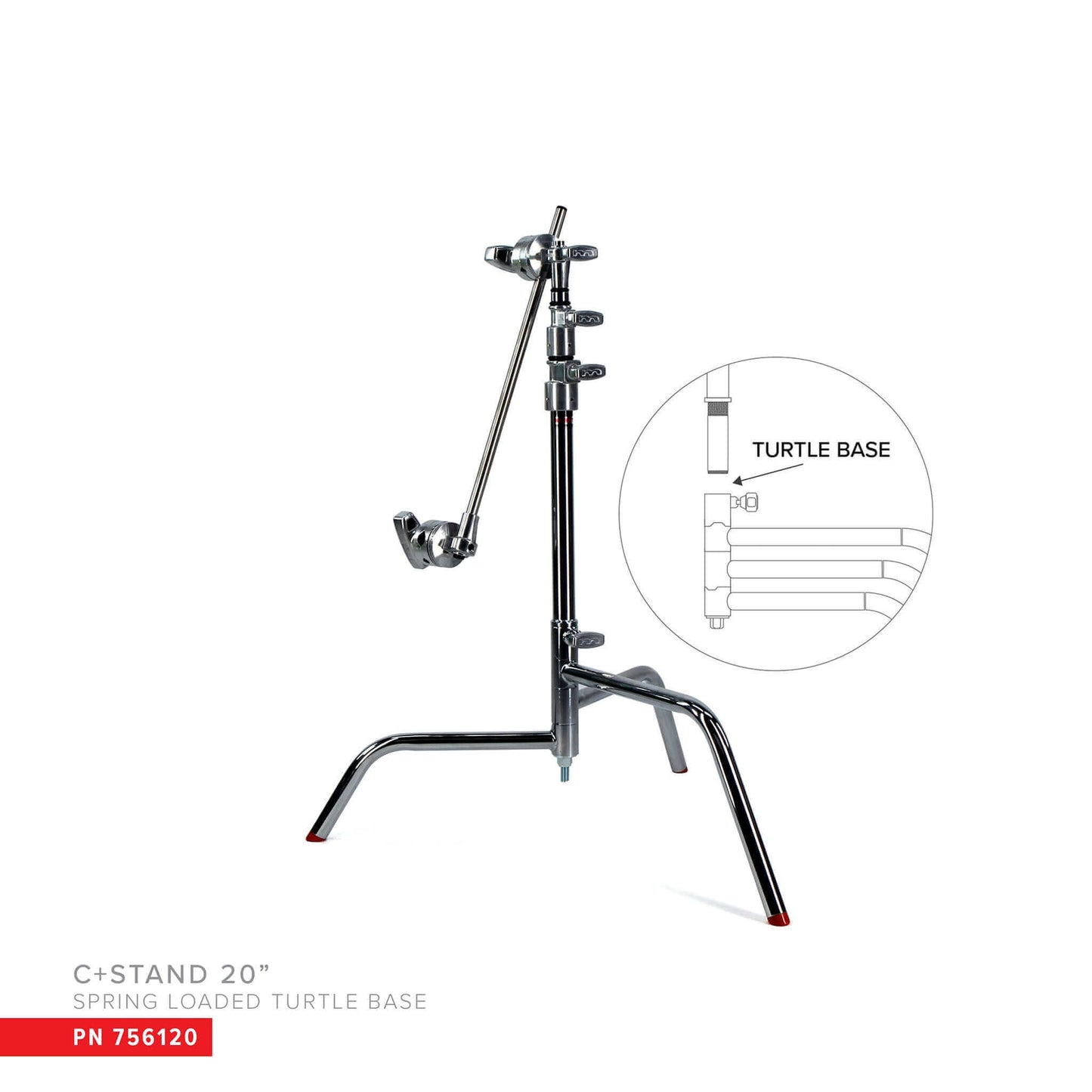 20" C+Stand w/Turtle Base, Grip Head & Arm Chrome