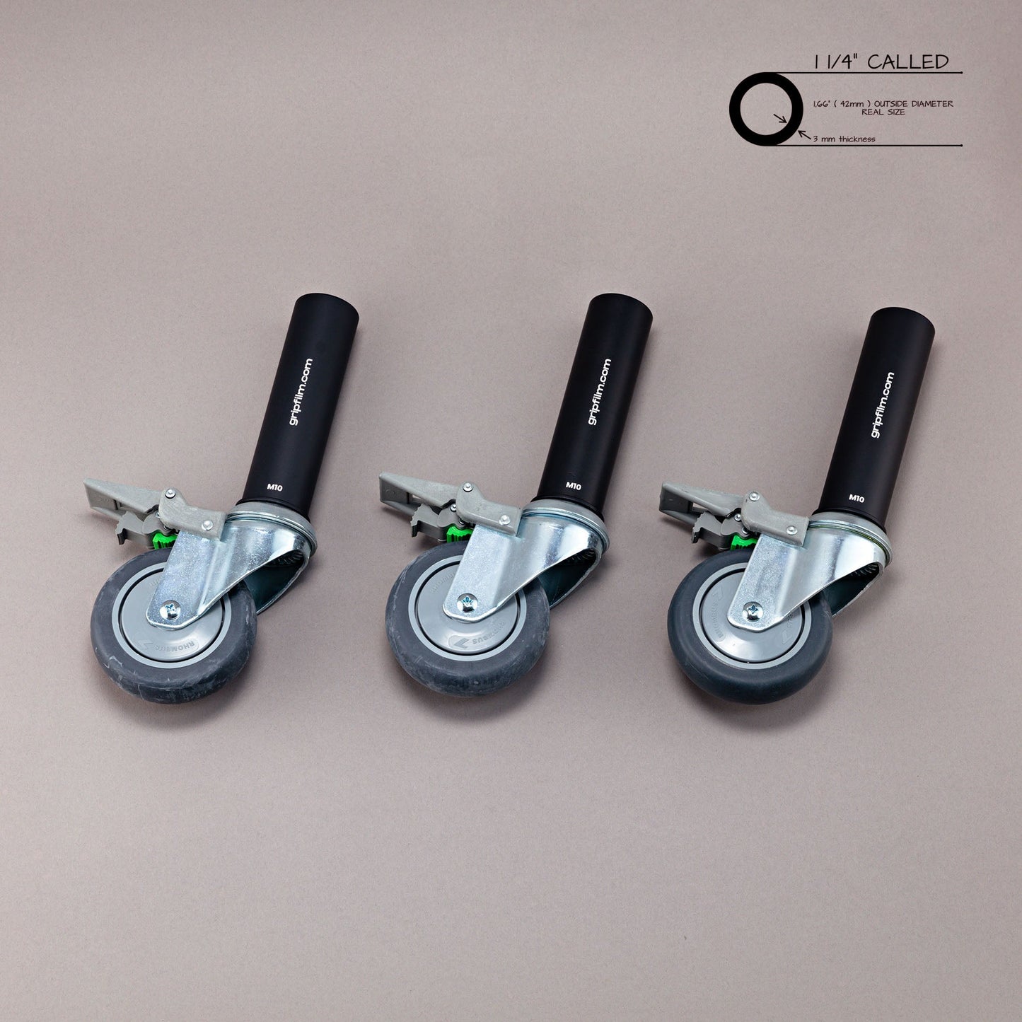 1"1/4 (CALLED) 42mm STARTER PIN WITH 100mm (4") WHEELS SET - Grip Support Store