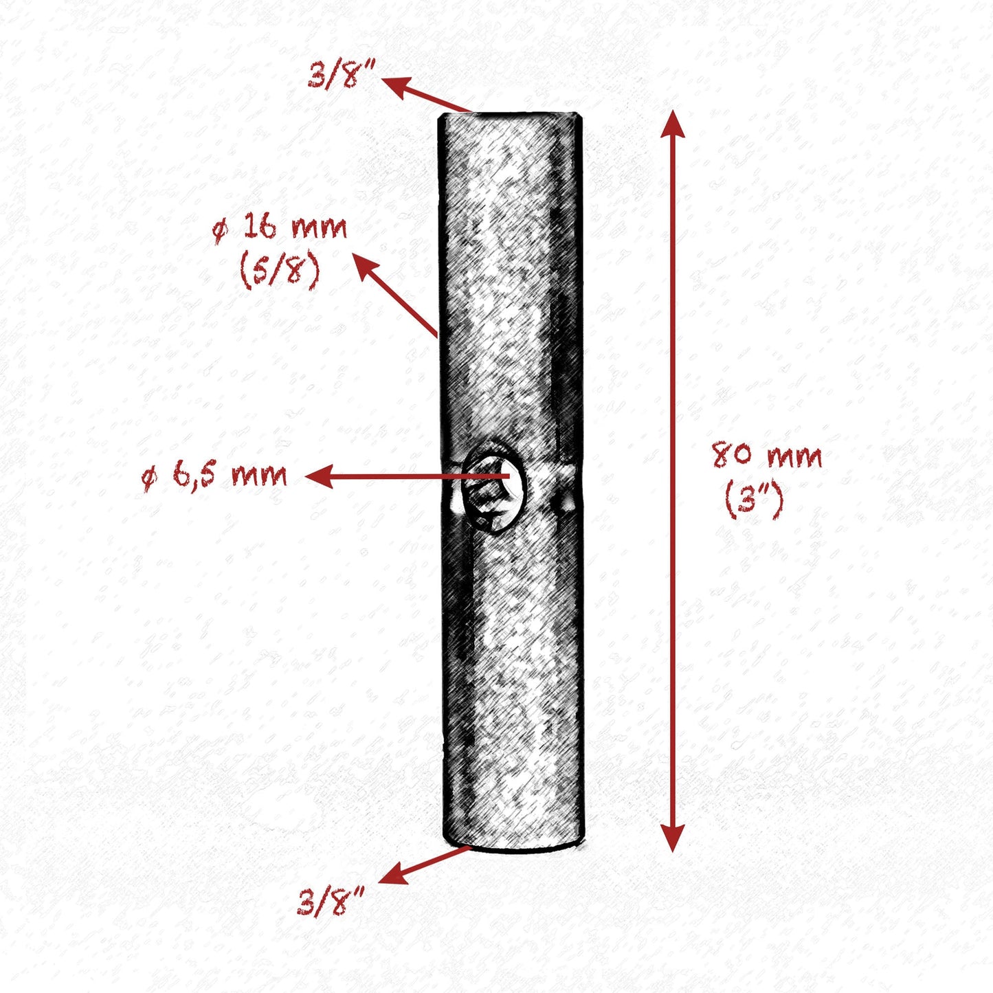3/8 - 3/8 STARTER PIN 16mm ( 5/8" ) 80mm ( 3" 14 ) LENGTH SET - Grip Support Store
