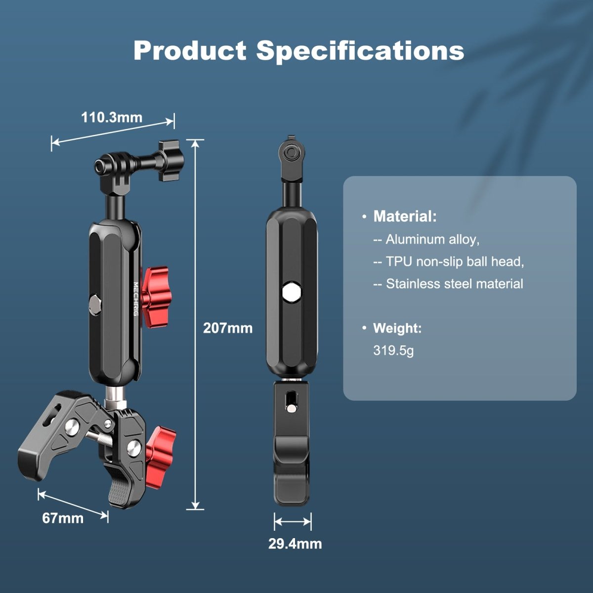 Mechrig Super Clamp Aluminum Alloy Riding Action Camera Mount - Grip Support Store