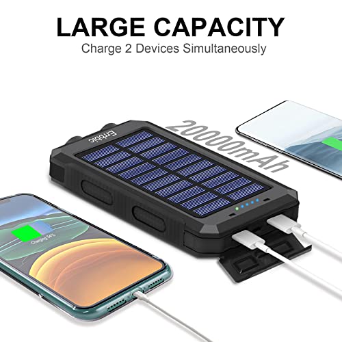 Solar Battery Charger with Compass + LED Lights is Waterproof and Portable