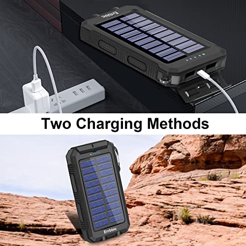 Solar Battery Charger with Compass + LED Lights is Waterproof and Portable