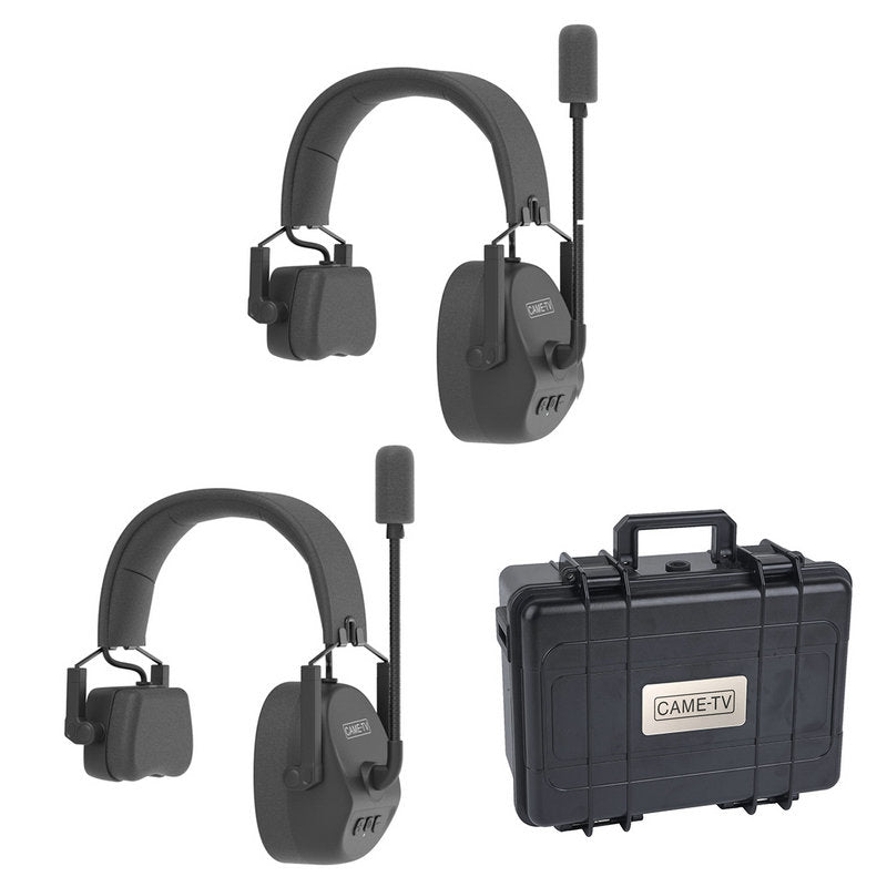 Duplex Digital Wireless Intercom Headset Distance up to 1500ft (450 Meters) with Hardcase - Single Ear 2 Pack - By CAME-TV KUMINIK8 - Grip Support Store
