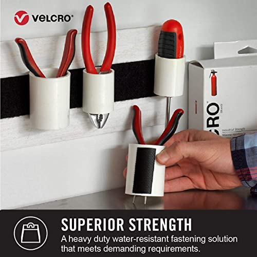 VELCRO 2" x 15' Heavy Duty Tape with Adhesive | Holds 10 lbs, Black - Grip Support Store