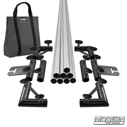 8' x 8' Breakdown Frame for Speed-Rail® with gray bag and T-handles— heavy-duty aluminum grip frame for film & TV production, lighting, and rigging equipment | Modern Studio Equipment