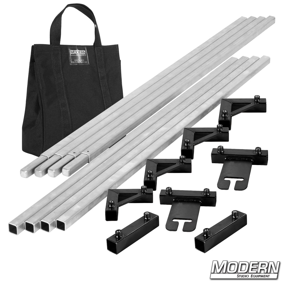 12' x 12' Breakdown Frame with black transport bag – professional grip frame system for on-set lighting | Modern Studio Equipment