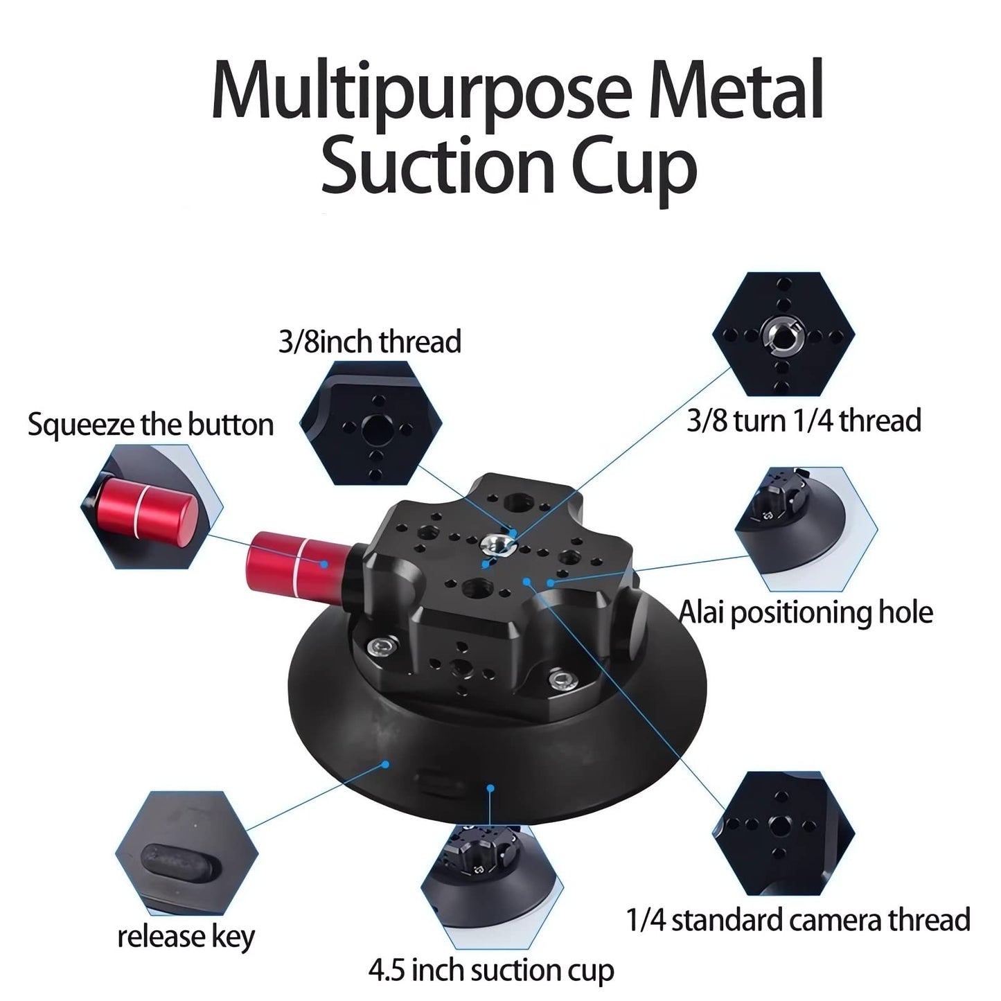 4.5" Camera Suction Cup Mount with Cheese Block