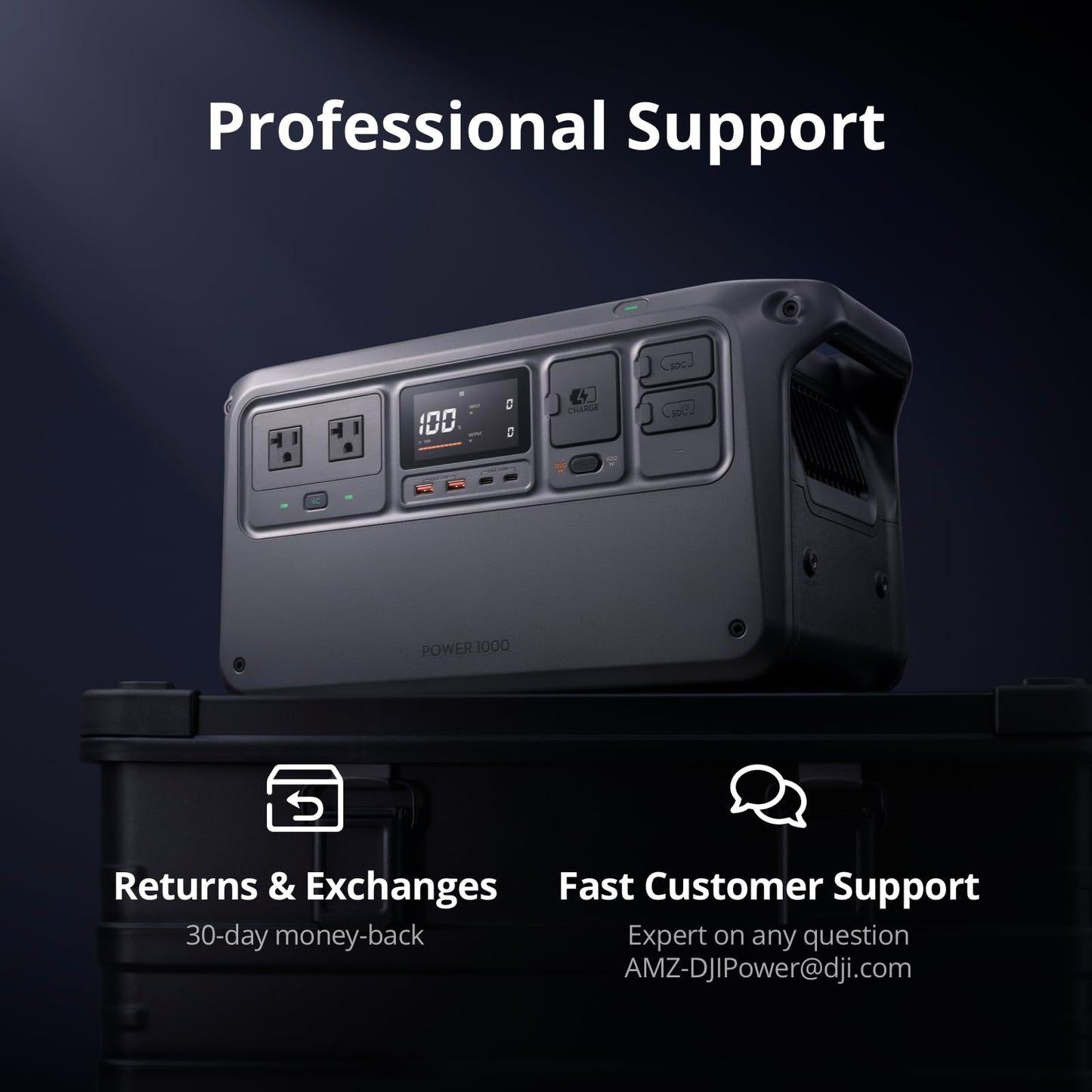DJI Power 1000 Portable Power Station, 2200W (Peak 2600W) AC/140W - Grip Support Store