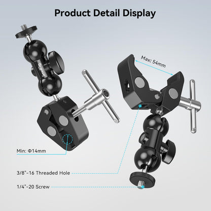 SMALLRIG Camera Mount Kit, Ball Head Magic Arm With Clamp, Super Clamp With Non-Slip Threads for GoPro, Webcam, Camera, Phone, Monitor and Light