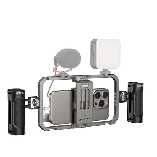 SmallRig Universal Phone Cage, Smartphone Video Rig Kit with Handles, Handheld Filmmaking Vlogging Case Stabilizer for Videomaker, for iPhone 17/16/15 for Samsung for Pixel and Other Android Phones