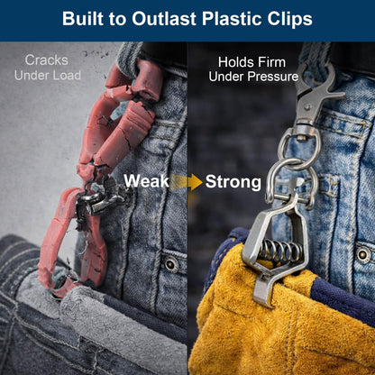 2 - Heavy Duty Metal Work Glove Holder with Swivel Snap Hook