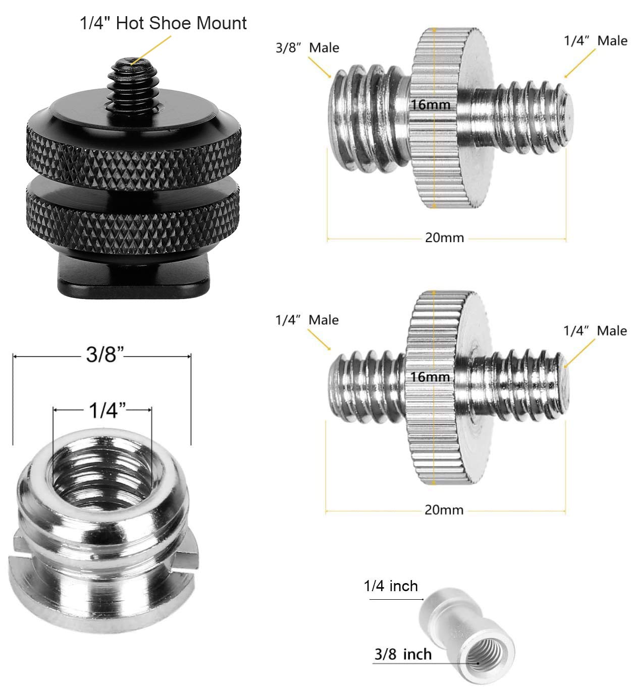 22 Pcs Camera Screw Adapters - 1/4 and 3/8 - Grip Support Store