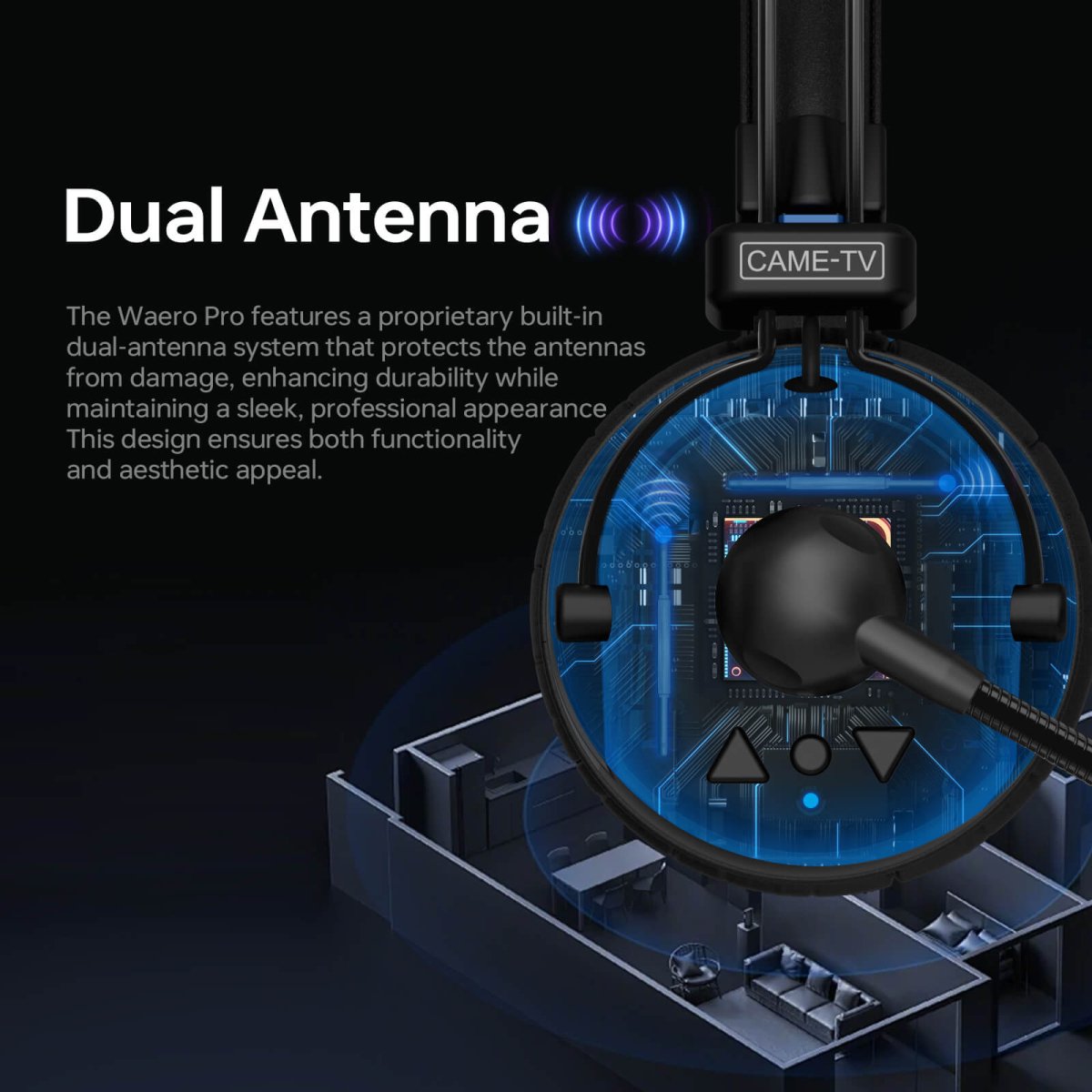 CAME-TV WAERO Pro Full Duplex Dual Antenna 1.9G Lightweight Wireless Intercom Headset - 8 Pack
