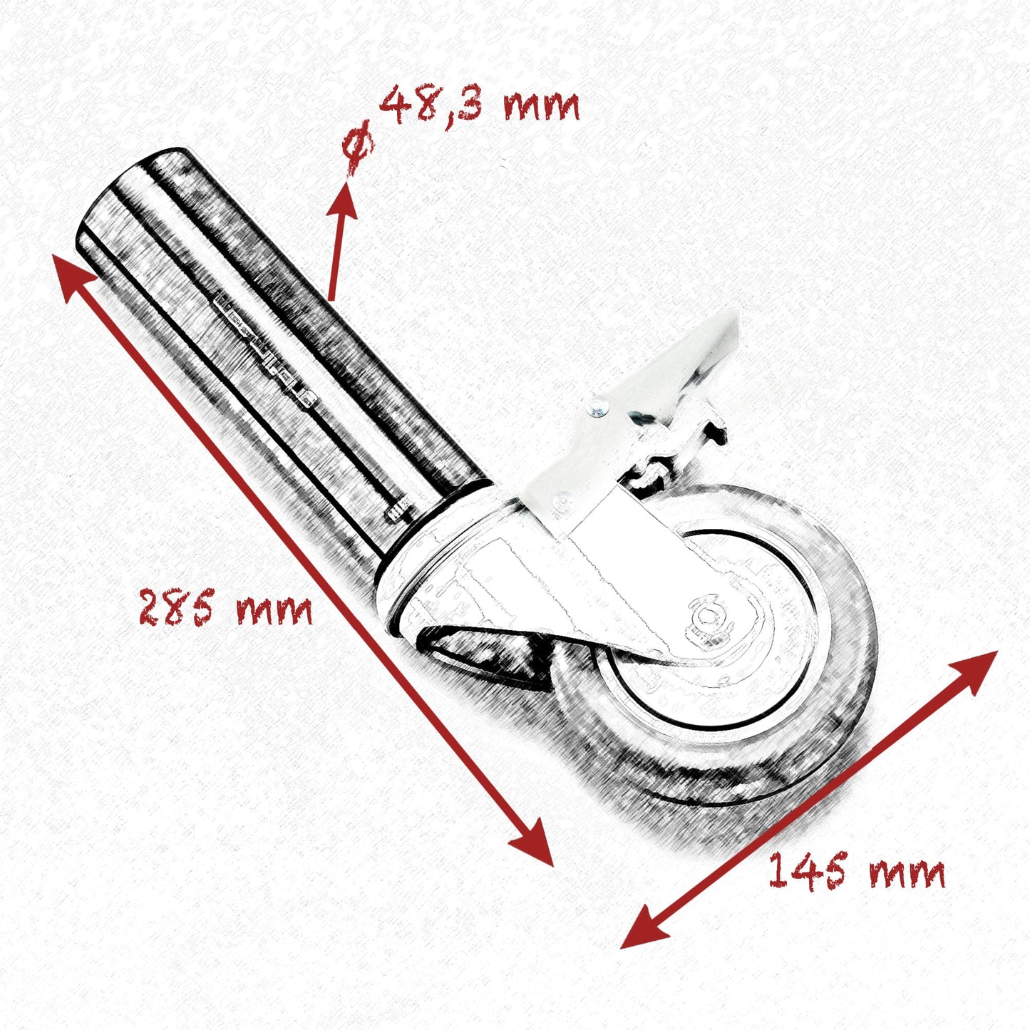 48.3mm (1"1/2 ) STARTER PIN WITH 100mm (4")  WHEELS SET - Grip Support Store