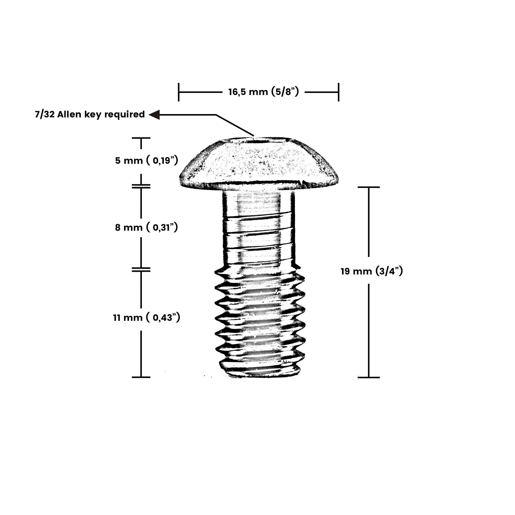 3/8 x 3/4 BUTTON HEAD ALLEN BOLT SET - Grip Support Store
