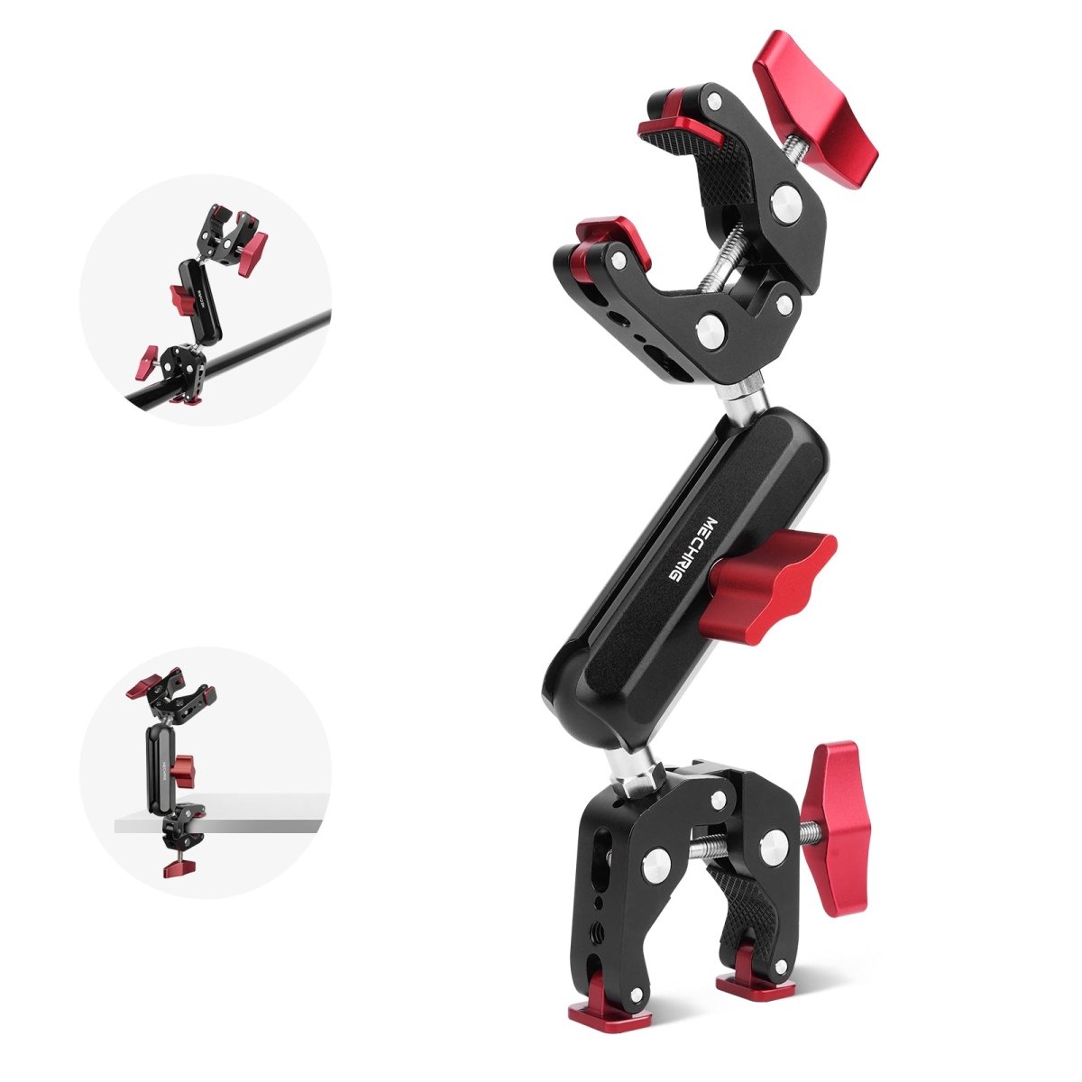 Mechrig 360° Adjustable Dual Super Clamp Mount with Ball Head Arm - Grip Support Store