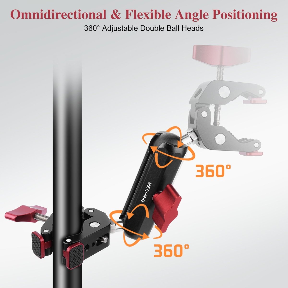 Mechrig 360° Adjustable Dual Super Clamp Mount with Ball Head Arm - Grip Support Store