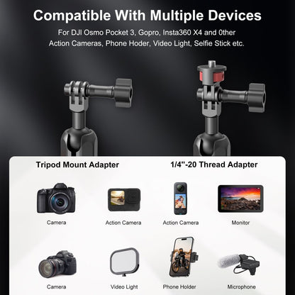 Mechrig Riding Dual Ball Head Super Clamp Mount with GoPro Base & 1/4" Screw - Grip Support Store