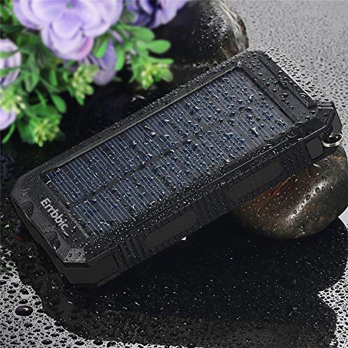 Solar Battery Charger with Compass + LED Lights is Waterproof and Portable