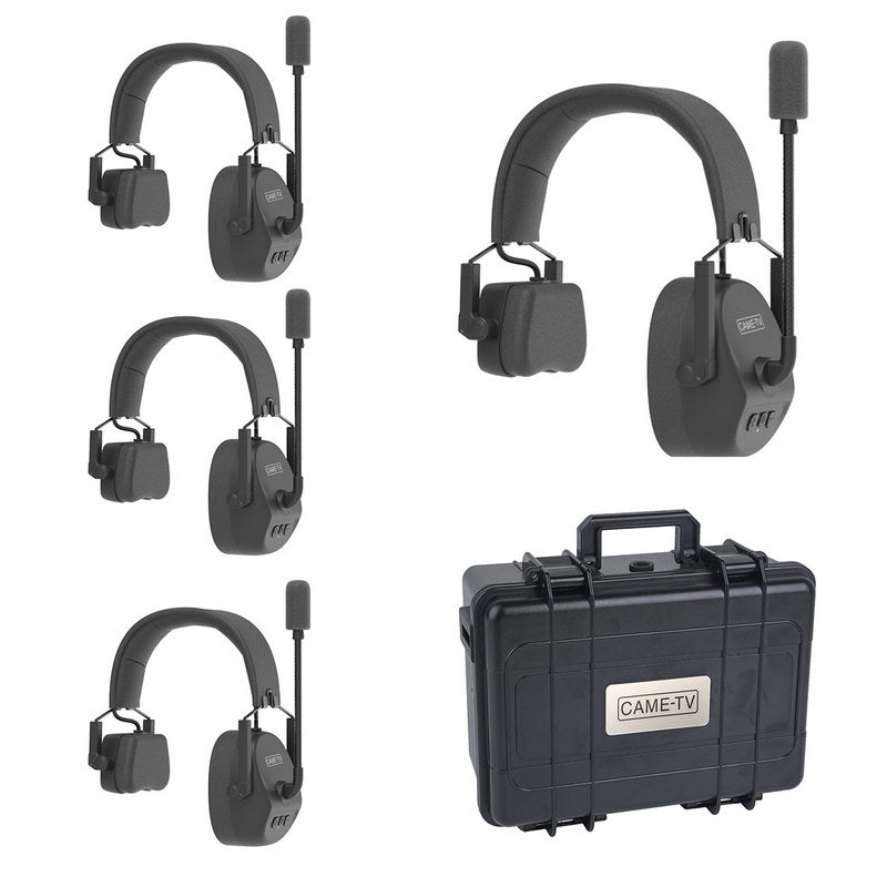 Duplex Digital Wireless Intercom Headset Distance up to 1500ft (450 Meters) with Hardcase - Single Ear 4 Pack - By CAME-TV KUMINIK8 - Grip Support Store