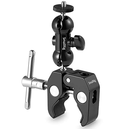 SMALLRIG Cool Ballhead Arm Super Clamp Mount Multi-Function Double Ball Adapter with Bottom Clamp - Grip Support Store
