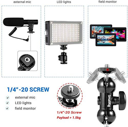 SMALLRIG Cool Ballhead Arm Super Clamp Mount Multi-Function Double Ball Adapter with Bottom Clamp - Grip Support Store