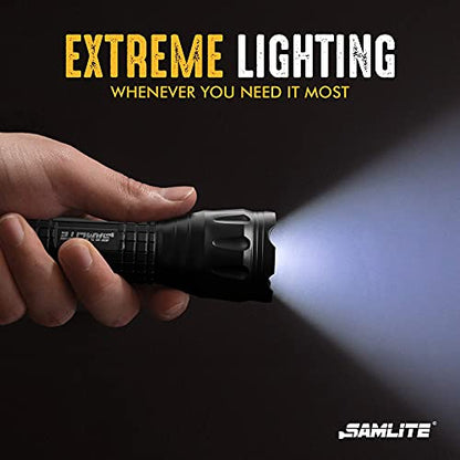 Tactical Flashlight with Red Laser and Magnetic Bottom - Water Resistant - (3 AAA Batteries Included) - Grip Support Store