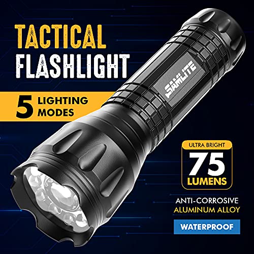 Tactical Flashlight with Red Laser and Magnetic Bottom - Water Resistant - (3 AAA Batteries Included) - Grip Support Store