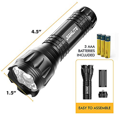 Tactical Flashlight with Red Laser and Magnetic Bottom - Water Resistant - (3 AAA Batteries Included) - Grip Support Store
