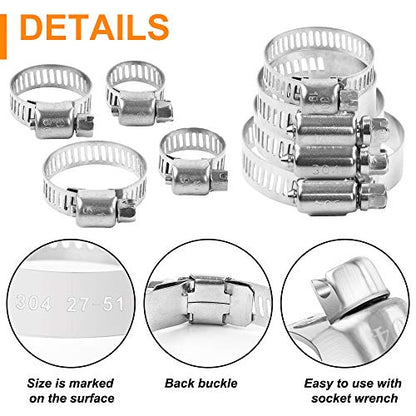 Hose Clamp, 78 Pack Stainless Steel Assortment - Grip Support Store