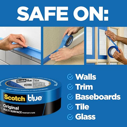 Original Blue Painter's Tape, 2" x 60 Yd, 1 Roll - Grip Support Store