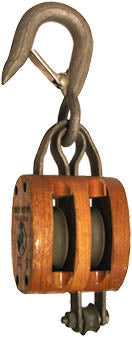 3" DOUBLE WOOD BLOCK, BRONZE BUSHED, LATCH HOOK, GALVANIZED, FOR 3/8" ROPE - Grip Support Store